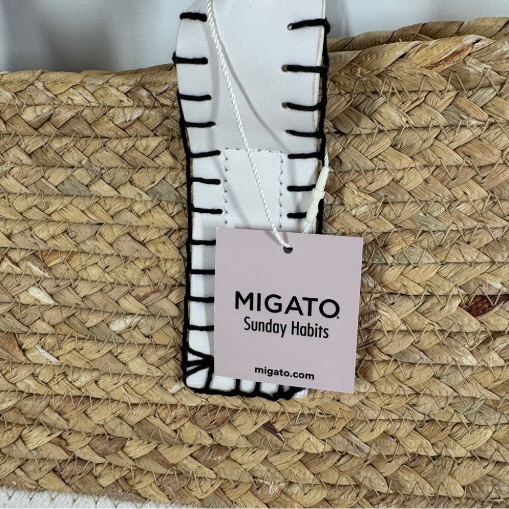 Raffia Tote Bag Natural Woven Beach Shopper Large Vacation Summer Chic Resort - Picture 3 of 15
